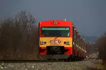 Bis zu 4 Triebwagen konnte man über die Schafenberg-kupplung miteienander verbinden. 
drei davon bei Lannach am 16.März 2017 