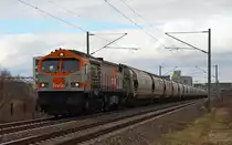 Am 05.03.17 führte V330.3(250 011) der hvle einen Silozugzug der Bornhorstgruppe durch Greppin Richtung Bitterfeld. An diesem Sonntag war der Abschnitt Gommern - Königsborn wegen Bauarbeiten für den Güterverkehr gesperrt.