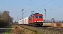 Railpool 155 245, vermietet an DB Cargo, mit Kalkzug Bremen Stahlwerke - Horlecke (Diepholz-Graftlage, 16.03.17).