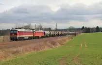 132 109-0 und 232 673-4 (LEG) mit DGS 52772 fuhr am 21.03.17 nach Marktredwitz. Hier ist der Zug bei Plauen/V. zu sehen.
