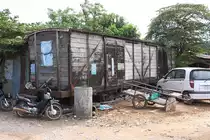 Offenbar nicht mehr benötigter Güterwagen in der Sihanoukville Station am 18.März 2017.