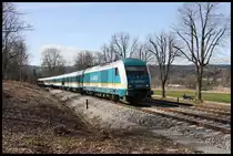 ALEX 223070 fährt hier am 20.03.2017 auf dem Weg nach München um 14.50 Uhr in Immenstadt ein.
