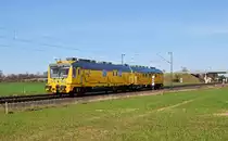 Der Schienenmesszug UST 02 von Eurailscout befindet sich am 25.03.17 in Marl (Nds.) auf der Fahrt in Richtung Bremen.