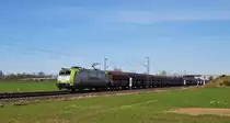 BRLL 185 CL-001 (185 501), vermietet an Captrain Deutschland, befindet sich mit einem leeren Sch�ttgutwagenzug am 25.03.17 in Marl (NI) auf der R�ckfahrt von Bremen nach Bottrop.