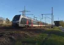 Ein umgeleiteter RE19/ET 25 2302 von Abellio(Bauarbeiten an der KBS 415) nach Emmerich kommt über die Güterzugstrecke durch den Betriebsbahnhof Lintorf gen Duisburg gefahren am Dienstag den 27.3.2017