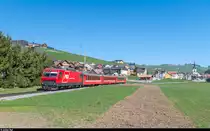AB Ge 4/4 1 mit Pendelzug als S23 Wasserauen - Gossau SG am 27. März 2017 bei Gonten.
