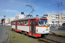 Rumänien / Straßenbahn (Tram) Arad: Tatra T4D - Wagen 1179 (ehemals Halle/Saale) der Compania de Transport Public SA Arad (CTP Arad SA), aufgenommen im März 2017 im Stadtgebiet von Arad.