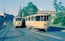 København / Kopenhagen København Sporveje SL 10 (Tw 601 / Bw 1519) Centrum, Slotsholmen, Vindebrogade im Juli 1968. - Scan von einem Farbnegativ. Film: Kodacolor X.