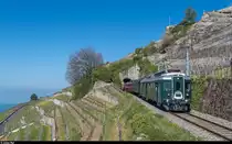 BDe 4/4 1643  Wyländerli  am 8. April 2017 auf Sonderfahrt zwischen Chexbres Village und Corseaux-Cornalles auf dem Train de Vignes.