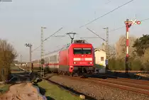 101 021-4 mit dem IC 2261  Baden Kurier  (Basel Bad Bf-München Hbf) an der Bk Basheide 31.3.17
