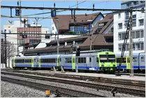 R6627 mit RBDe 565 232 aus Konolfingen fährt in Thun ein. (22.04.2017)