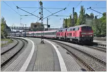IC118 nach Münster Westf abfahrbereit in Lindau Hbf mit 218-343-2 und 218 495-0 (24.04.2017)