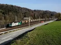 Die 1216 960 mit einem Tds Zug am 25.03.2017 unterwegs bei Wernstein.