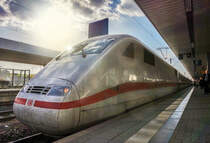 Ein 401er fährt als ICE 579, auf der Fahrt von Hamburg Altona nach Stuttgart Hbf, in Mannheim Hbf ein.
Aufgenommen am 6.4.2017.