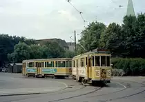 København / Kopenhagen Københavns Sporveje SL 16 (Tw 568 + Bw 1577) København Vesterbro, Enghave Plads im August 1968. - Scan von einem Farbnegativ. Film: Kodak Kodacolor X Film.