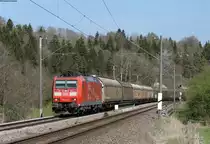 185 090-8  Bombardier Werk Kassel  mit dem umgeleitenen GM46718 (Wolfurt-Moerdijk) bei Aufen 12.4.17