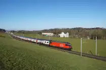 Re 460 006-0 befindet sich am 19.02.2017 mit dem IC 709 kurz vor Gossau SG.