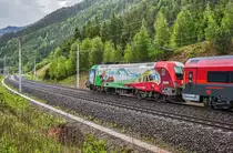 1116 159-5  150 Jahre Brennerbahn  fährt mit dem  railjet 797 (Klagenfurt Hbf - Salzburg Hbf - Flughafen Wien (VIE)) bei Kolbnitz vorüber.
Aufgenommen am 14.5.2017.