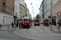 Wien Wiener Linien SL 5 (E1 4515 + c4 1315) XX, Brigittenau, Rauscherstraße / Wallensteinstraße (Hst. Rauscherstraße) am 12. Mai 2017.