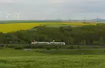 Die EB 81107 von Erfurt Hbf nach Ilmenau, am 20.05.2017 bei Neudietendorf.