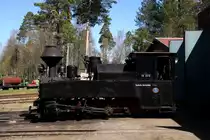 Die eh. DR 99 3310, bis in die 70er Jahre noch eingesetzt bei der Muskauer Waldbahn, gehört jetzt zum Bestand der Ohs Bruks Järnväg und ist dort die Nr. 3. Bei unserem Besuch wurde sie vor der Lokhalle bereitgestellt. 