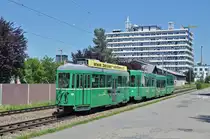 Be 4/6S 681 zusammen mit dem B4S 1494, auf der Linie 14, fahren zur Haltestelle Gempenstrasse. Die Aufnahme stammt vom 17.05.2017.