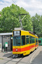Be 4/8 245 ist eigentlich mit der Fahrschule an der Riehen Grenze. Für den Fotografen wurde das Kopfschild auf die Linie 6 gestellt. Die Aufnahme stammt vom 30.05.2017.