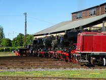 Lokparade im Bw Hanau am 27.05.17 beim Lokschuppenfest von der Seite fotografiert