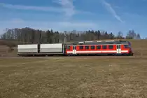 Be 4/4 615 mit Müllzug am 23.02.2017 bei Les Breuleux.