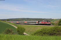 115 509-2  80 Jahre Autozug  mit dem IC 282 (Zürich HB-Stuttgart Hbf) bei Eutingen 16.5.17