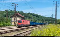 ÖBB Taurus 1116 191 mit einem Eanos-Ganzzug am 29. Mai 2017 bei der Durchfahrt des Bahnhofs Viehofen in Richtung St. Pölten. Derselbe Zug wurde einige Kilometer früher auch schon von Gerhard Zant abgelichtet (ID 1017721).