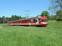 La Ferrière, 26. Mai 2017 : BDe 4/4 II 612 mit dem Regio 248 Glovelier - La Chaux de Fonds.