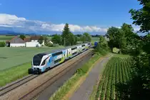 Ein Westbahn KISS am 07.06.2017 bei Stephansposching. 