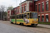 Der Tw 247 der Straßenbahn Liepãja (ex Erfurt 529) nach Abf. an der Hst. Stacija am 15.05.2017.
