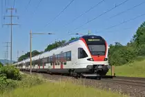 RABe 523 035, auf der S1, fährt Richtung Haltestelle Augarten. Die Aufnahme stammt vom 08.06.2017.