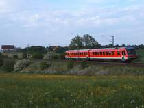 Ein unbekannter 628er vor dem Regionalbahnhof Goldsh�fe auf seiner Fahrt von Ulm HBF nach Ellwangen am 03.05.07.