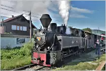 Resitalok 764.449  Joana  aus dem Jahr 1955 zieht den Touristenzug von Viseu de Sus nach Paltin und zurück. (11.06.2017)