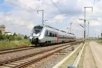 1442 152 (Bombardier Talent 2) von DB Regio Südost als RB 16362 (RB75) von Eilenburg nach Lutherstadt Eisleben in Teutschenthal, Reichsbahnstraße, auf der Bahnstrecke Halle–Hann. Münden (KBS 590). [4.7.2017 - 13:56 Uhr]