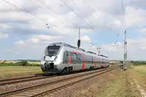 9442 101 (Bombardier Talent 2) von Abellio Rail Mitteldeutschland als RB 74808 (RB59) von Bitterfeld nach Erfurt Hbf in Teutschenthal auf der Bahnstrecke Halle–Hann. Münden (KBS 590). [4.7.2017 - 14:20 Uhr]