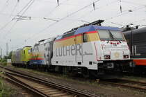 Rheincargo's Lutherlok 185 589 am 17.6.17 abgestellt im Krefelder Hbf