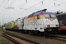 Rheincargo's Lutherlok 185 589 am 17.6.17 abgestellt im Krefelder Hbf