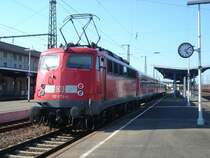 Am 26.04.07 satnd die Br.110 474-4 im Aalener Bahnhof bereit zur Abfahrt nach Crailsheim.