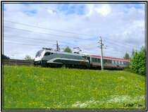 Railjet Silber 1016 034-9 Wifi Karriere-Express fotografiert in der N�he von Niklasdorf 6.5.2007