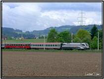 Railjet Silber 1016 034-9 Wifi Karriere-Express fotografiert in der N�he von Kraubath 6.5.2007