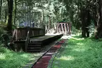 Auf der AFR Shuishan Line findet kein planmäßiger Betrieb mehr statt. Lediglich die ersten 300 Meter werden noch von der Bahnmeisterei genutzt, die restliche Strecke wird als Wanderweg verwendet. Bild vom 06.Juni 2017.