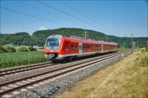 440 803-5 ist am 05.07.2017 als RB in Richtung Würzburg/M. unterwegs,gesehen bei Harrbach.