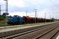 204 044-6 der Eisenbahn-Bau- und Betriebsgesellschaft Pressnitztalbahn mbH (PRESS) als Gz durchfährt den Bahnhof Angersdorf auf der Bahnstrecke Bahnstrecke Halle–Hann. Münden (KBS 590). [10.7.2017 - 16:27 Uhr]