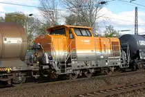 BASF G 13 wird in einem Güterzug zum Ludwigshafener BASF-Werk überführt.
Aufgenommen am 7. April 2016 in Ludwigshafen (Rhein) Hbf.