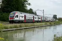 RABe 511 027 als IC von Romanshorn nach Weinfelden (Brig), am 31.7.17 bei der Durchfahrt  bei Bürglen.