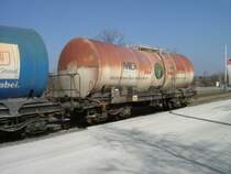 Kesselwagen mit alter Beschriftung Bauart Zans der NACCO vermietet an die Firma AKW!